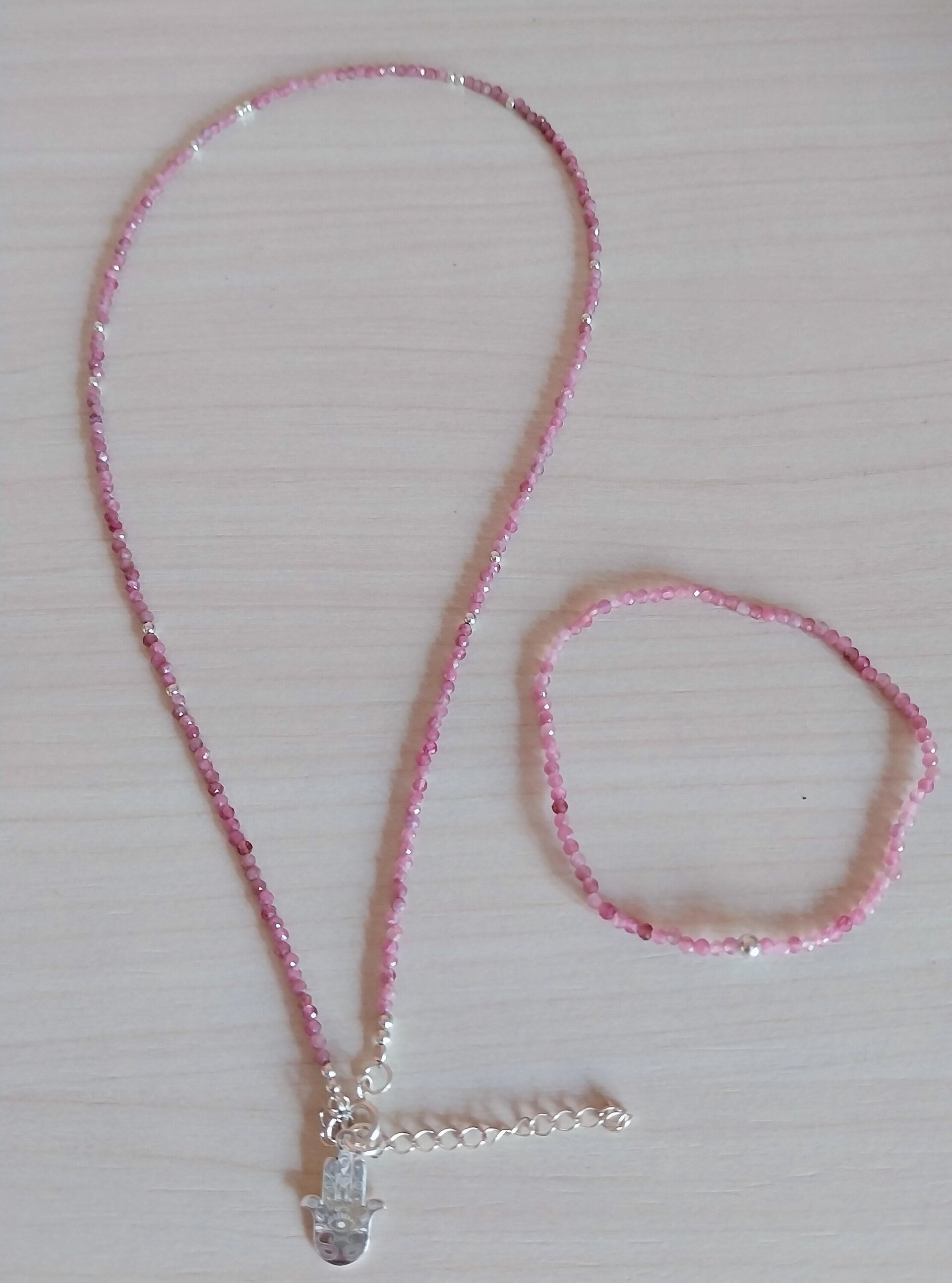 Conjunto de collar y pulsera Turmalina Rosa - 2