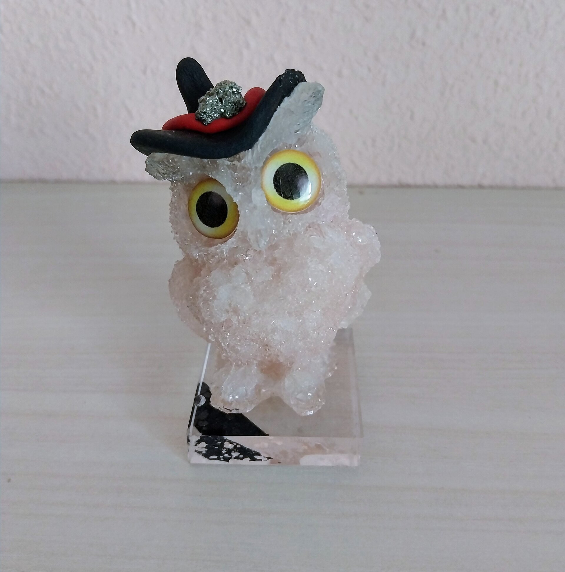 Búho cuarzo Rosa con Pirita - 1